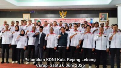 Pengurus KONI Rejang Lebong Periode 2024–2028 Resmi Dilantik, Siap Perkuat Prestasi Olahraga Daerah